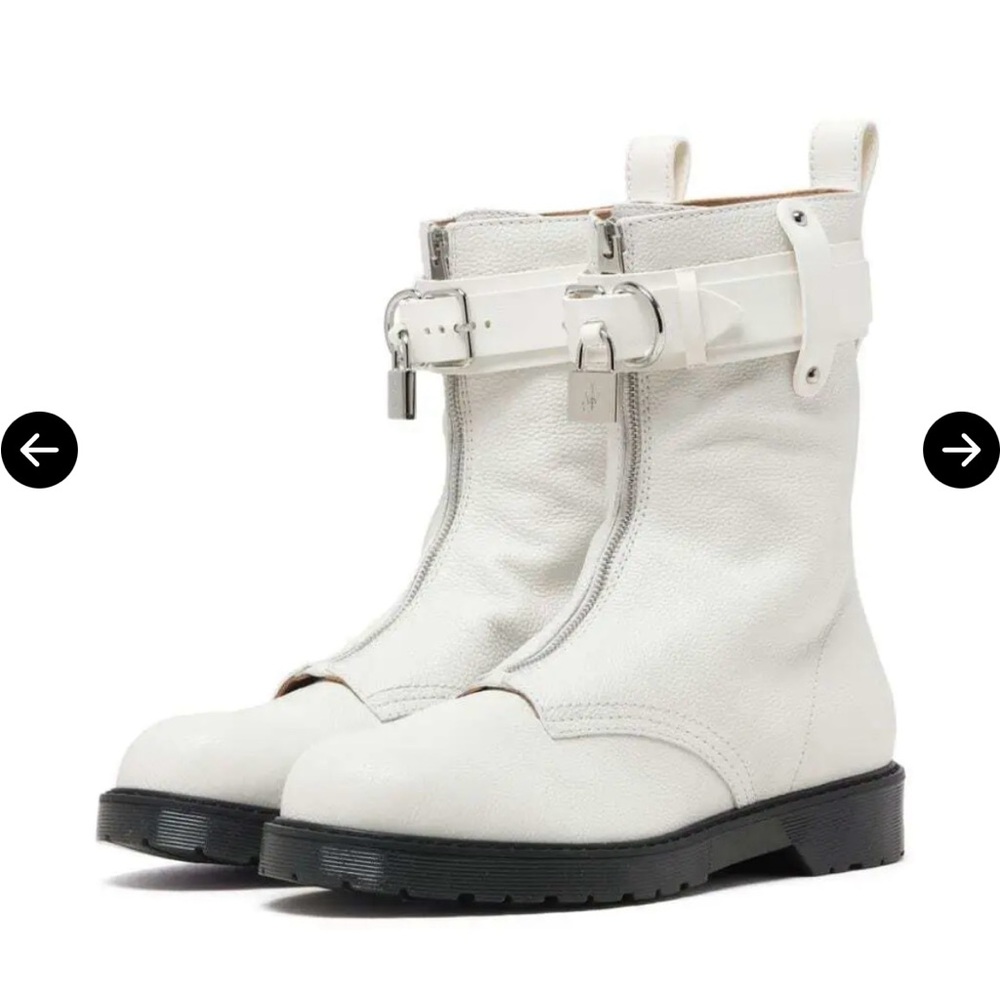 JW Anderson Padlock Combat Boots White Leather Women’s Size 38